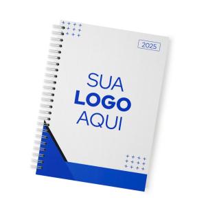 Agenda Personalizada Miolo em Sulfite 75g (Papel comum) e Capa dura. A5 (15x21cm)   Encadernação Wire-O Preto Miolo Preto e Branco 192 Páginas + Páginas Iniciais 1 dia por folha.
