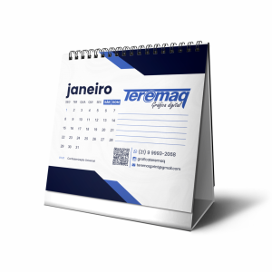 Calendário de Mesa com Espiral 2025 Base em Couchê 300g e Miolo em Couchê 150g 14x13cm 6 Folhas (12 páginas)  Encadernação Espiral 