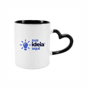 Caneca Alça de Coração Cerâmica. 350ml    