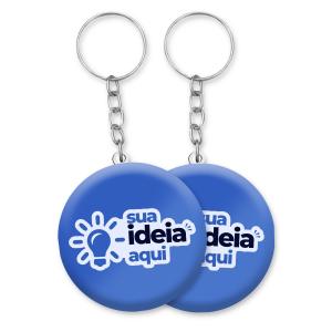 Chaveiro Redondo Personalizado Frente Metal + Verso Plástico 4,5cm Apenas na Frente   