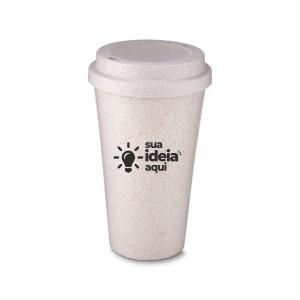 Copo Fibra de Arroz Personalizado Fibra de Arroz 550ml Altura: 16,1cm Largura: 9,3 cm Circunferênc Gravação DTF UV   