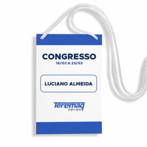 Credencial Personalizada Papel 300g 10x14CM Colorido.  Cordão Nylon Branco. 