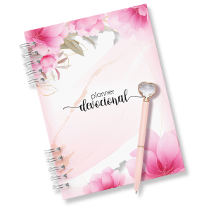 Planner Devocional Feminino Miolo em Sulfite 75g (Papel comum) e Capa dura A5 (15x21cm) Miolo Colorido com 314 páginas, 157 folhas  Encadernação Wire-O Não acompanha a caneta do anúncio!